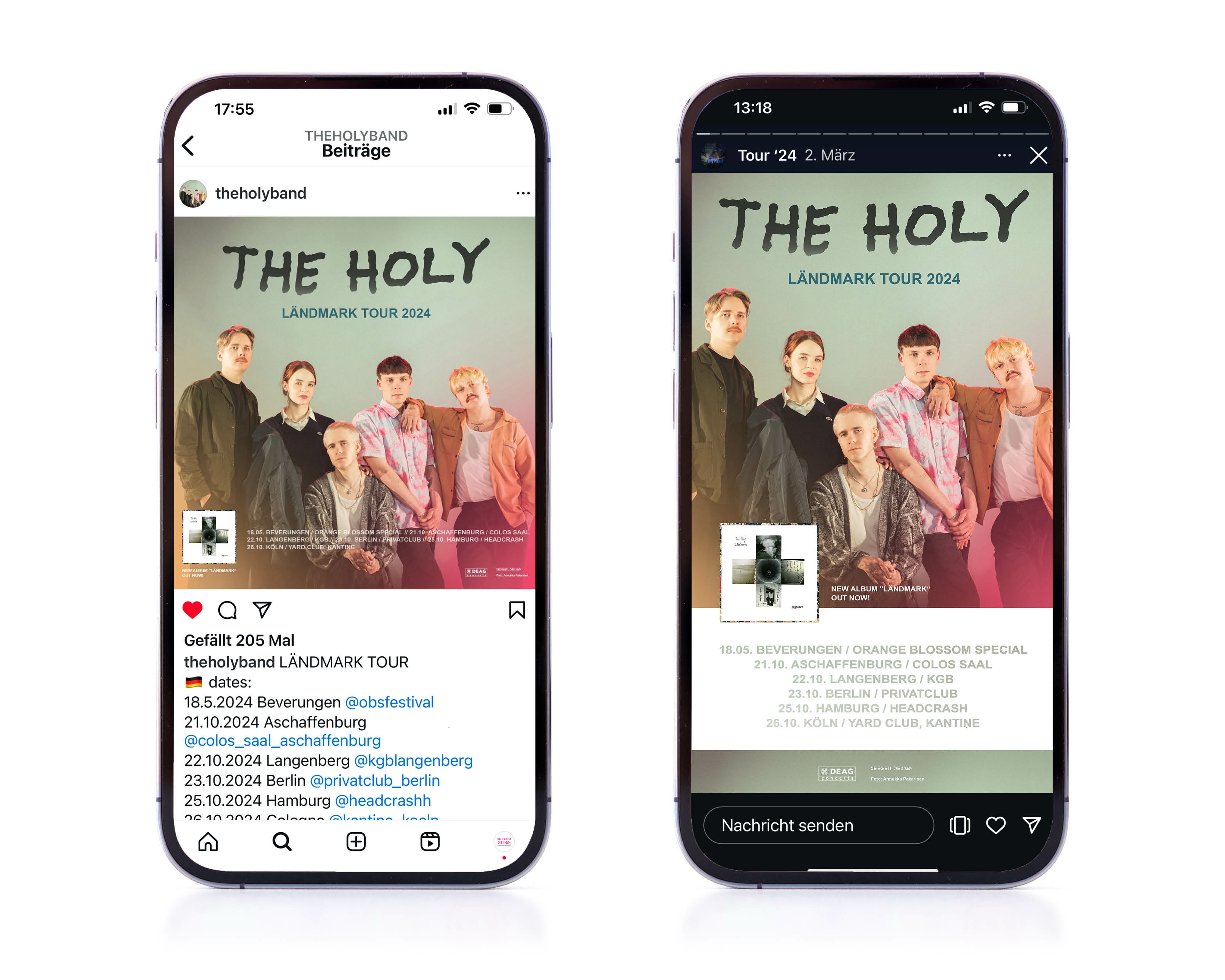 Social Media Kampagne für The Holy - Ländmark Tour 2024 - DEAG